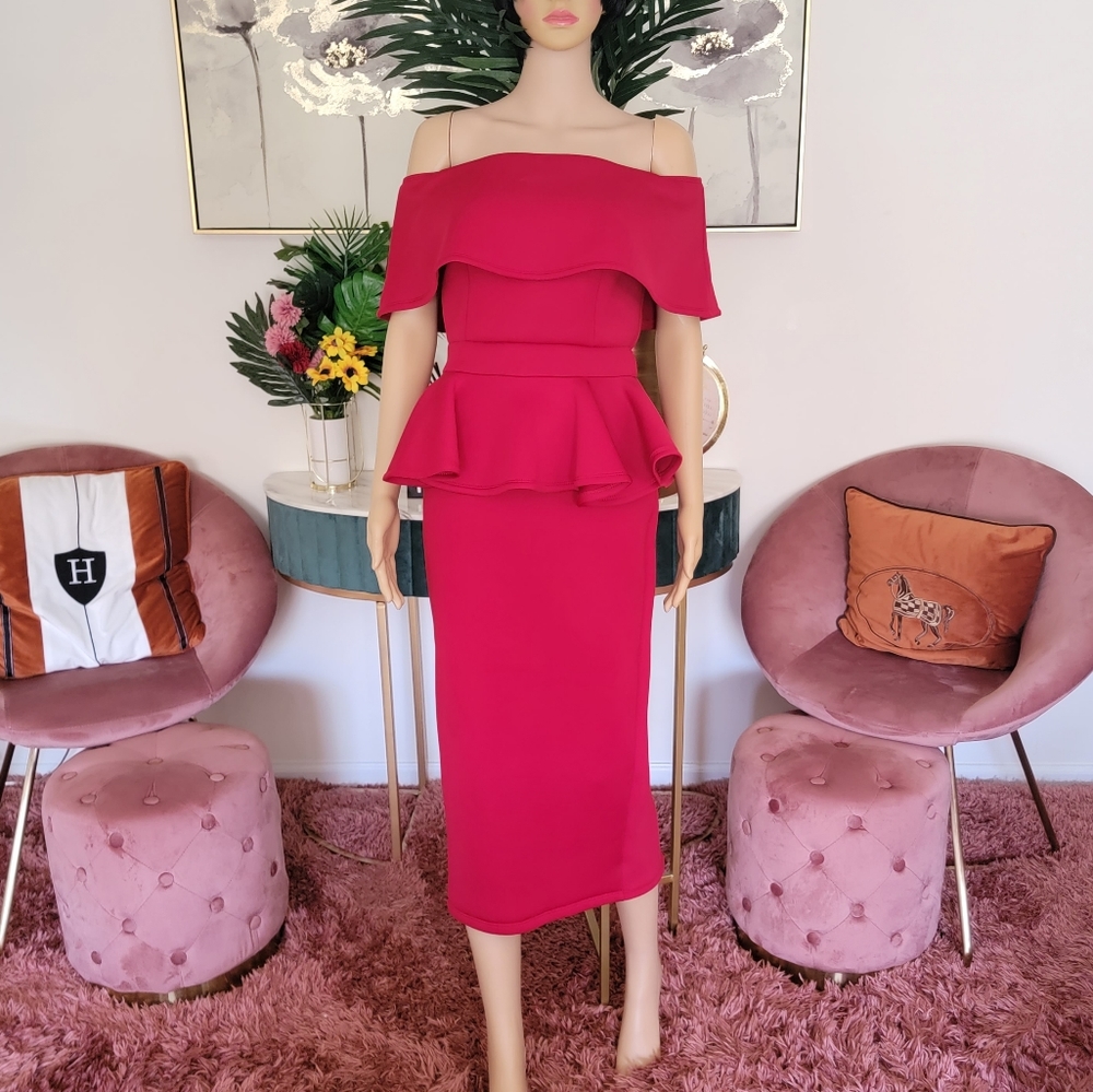 Bardot pencil midi dress.